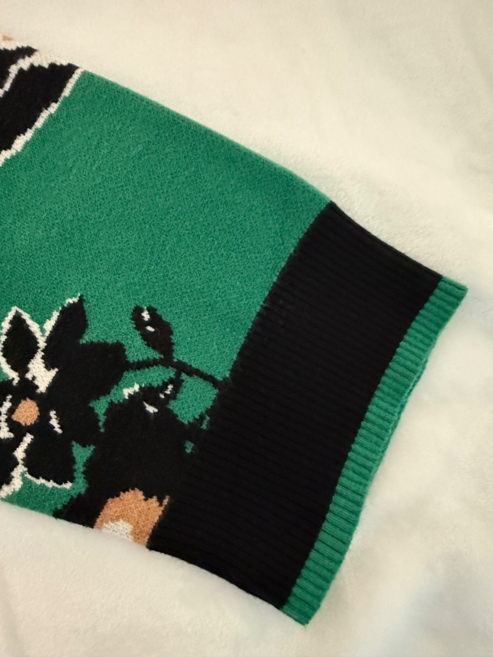 Sugarlips Carrey Floral Quarter Zip Sweater Green Black XL NWOT - Picture 12 of 16